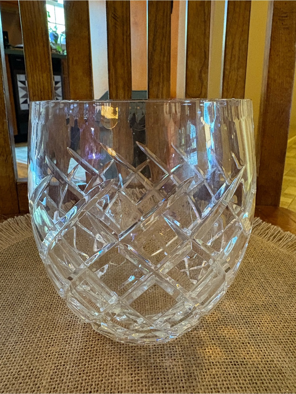 Vintage Wedgwood Drambuie Cut Crystal Vase Barrel Shaped Yugoslavia Discontinued